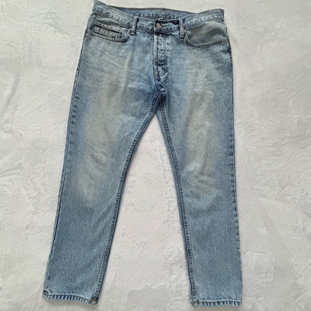 CALVIN KLEIN Men's Straight Tapered Leg Button Fly Jeans--36x30